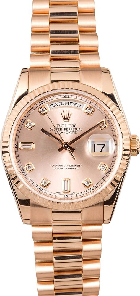 rolex day date president rose gold|18k presidential Rolex diamond bezel.